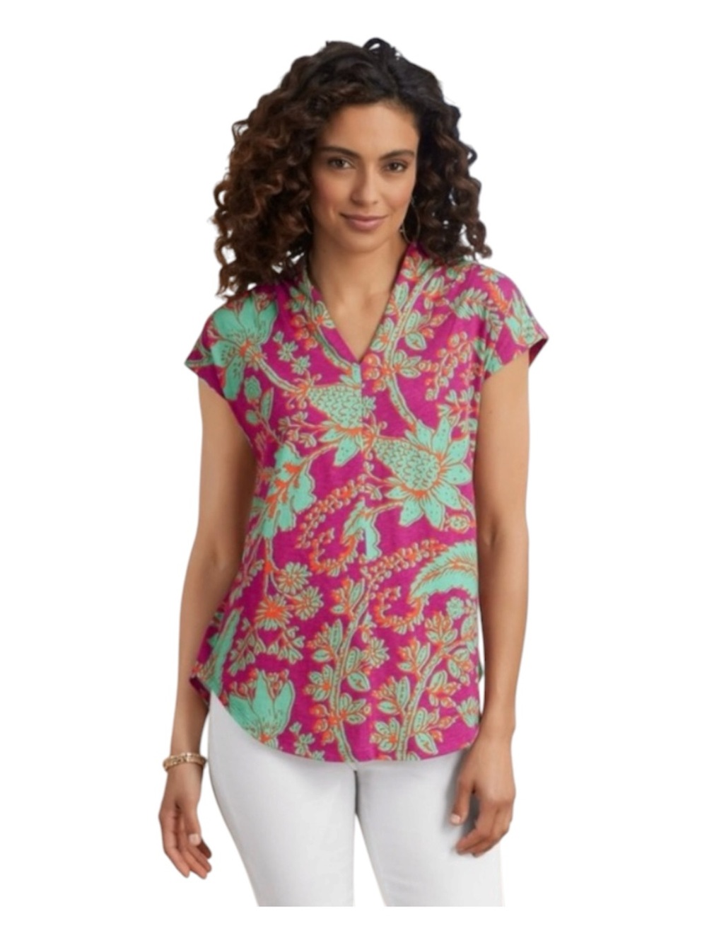 Soft Surroundings Twilight Luau Printed Soft Stretch Tunic Top